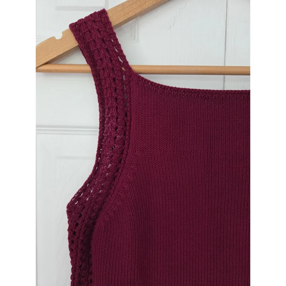 J. Crew Sweater Tank Crochet Knit Women Small Burgundy NWT $98 CT950